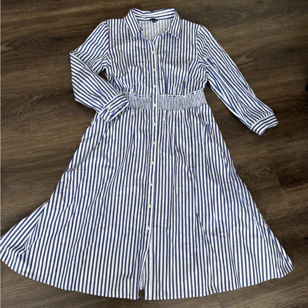 Talbots Blue and White Striped Shirt. New! 100% cotton.